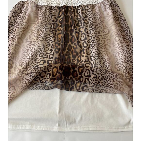 V Christina Dress L White Crochet Animal Print Flare Midi Beachy Boho Sleeveless - Picture 6 of 7